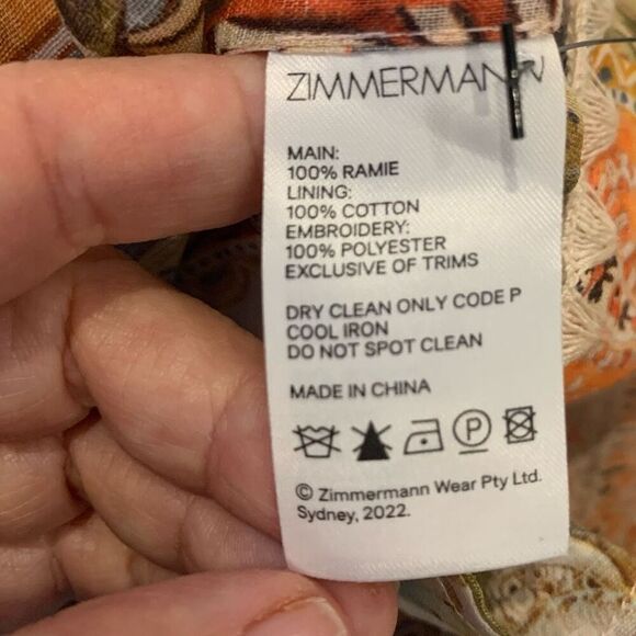 Zimmermann Chintz Billow Mini Dress Floral Crochet Long Sleeves Multi AU 0, US 4 - Picture 11 of 13